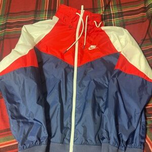 Nike Men's Red and Blue Windbreaker Jacket